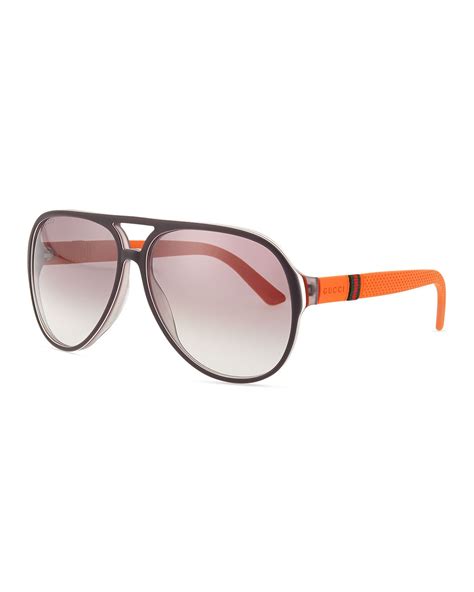 gucci plastic aviators white jersey shore|Gucci Plastic Aviator Sunglasses, Gray/White/Brick .